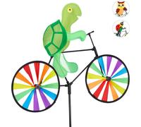 Relaxdays Moulin, Carillon à Vent à Planter, Vélo Jouet Enfant Jardin Balcon extérieur, 85 cm, Tortue, Vert