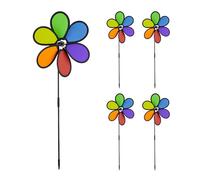 Relaxdays Moulin à Vent, Design Fleur, Lot de 5, décoration Jardin, Balcon, 66 x 27 x 7 cm, Arc-en-Ciel, coloré