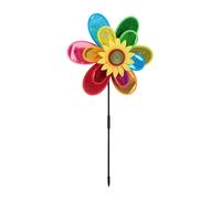 Relaxdays Moulin à vent Fleur, Carillon à vent jouet enfant jardin balcon épouvantail HxlxP 74,5 x 37,5 x 14 cm, coloré