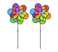 Relaxdays Moulin à Vent, Lot de 2, Design Fleur, pour Jardin, Balcon et terrasse, HLP : 86,5 x 36,5 x 14 cm, Arc-en-Ciel, coloré
