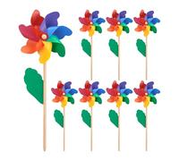 Relaxdays Moulin à Vent, Lot de 8, décoration, pour Enfants et Adultes, Jardin, Balcon et terrasse, Bois/PP, coloré