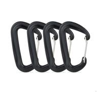 Relaxdays mousquetons en aluminium, lot de 4, porte-clés, jusqu'à 1700 kg, sac à dos, randonnée, hamac, noirs