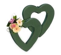 Relaxdays Mousse florale cœur pour fleurs fraîches, lot de 2, 24x23x4 cm, vert