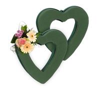 Relaxdays Mousse Florale pour Fleurs fraîches, Lot de 2, cœur, HxLxP : 24x23x4 cm, compositions Florales, Mousse, Vert