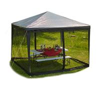 Relaxdays Moustiquaire de pergola 3x3 m, 2 pièces latérales, Fermeture à glissière, Bande autoagrippante, XL 12 m, Noir