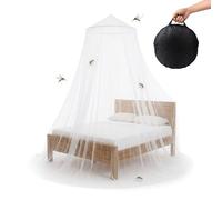 Relaxdays Moustiquaire, H x D : 250 x 60 cm, XXL pour lit Simple et Double, Maison & Voyages, avec Sac, Blanche