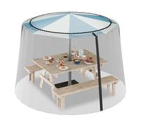 Relaxdays Moustiquaire Parasol, 250-300 cm, extérieure, Mailles serrées, Ajustable, Protection Contre Insectes, Noir