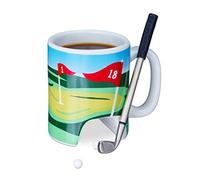 Relaxdays Mug sur Le thème du Golf, Lot de 2, Putter avec Stylo Bille intégré, chacune 2 Petites balles, idée Cadeau, Multicolore