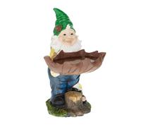 Relaxdays Nain de Jardin Abreuvoir à Oiseaux, résiste aux intempéries et Gel, HxLxP: 36x22x22 cm, Figurine, Multicolore