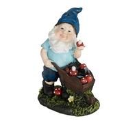 Relaxdays Nain de Jardin avec Champignons, Lot de 2, résiste aux intempéries et Gel, HxLxP: 14,5x10,5x7 cm, Figurine, Multicolore