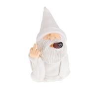 Relaxdays Nain de jardin avec cigare, fait un doigt d’honneur, résistant aux intempéries, résistant au gel, blanc