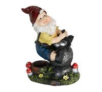 Relaxdays Nain de jardin avec lanterne, résiste aux intempéries et gel, HxLxP: 15x7,5x10,5 cm, figurine, multicolore