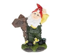 Relaxdays Nain de jardin panneau ""Welcome"", résiste aux intempéries et gel, HxLxP: 27x22x12 cm, figurine, multicolore