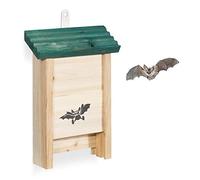 Relaxdays, nature, abri à chauve-souris, Niche en bois non traité de sapin, Maison, Boîte HxLxP : 25,5 x 18 x 6 cm, vert