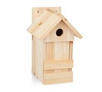Relaxdays, nature Nichoir bois, maison oiseaux à suspendre, mésanges, trou entrée Ø 2,8 cm, 25 x 16 x 14 cm