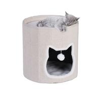 Relaxdays Niche pour Votre Chat, Coussin Moelleux, abri Pliable, cachette Pratique, H x D : 40 x 39 cm, Beige
