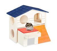 Relaxdays Niche en Bois à 2 étages pour Hamster Nain et Souris - 15 x 17 x 16,5 cm - Multicolore