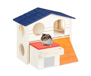 Relaxdays Niche en Bois à 2 étages pour Hamster Nain et Souris - 15 x 17 x 16,5 cm - Multicolore
