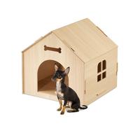 Relaxdays Niche intérieure, abri à construire soi-même, pour petits chiens ou chats, cabane en MDF, nature