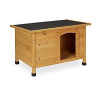Relaxdays Niche pour Chien, HxLxP : env. 58x86x58 cm, résistant aux intempéries, Bois, Toit Carton bitumé, Nature-Noir