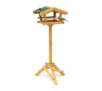 Relaxdays Cabane à oiseaux avec pied Support Décoration de jardin Mangeoire en bois Déco H x l x P: 100 x 37 x 43 cm, avec toit vert, 43x37x100 cm