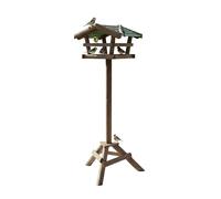 Relaxdays Nichoir à Oiseaux Pied Support de Jardin Mangeoire en Bois Déco H x l x P: 100 x 37 x 43 cm, avec Toit Vert