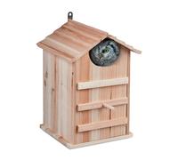 Relaxdays Nichoir d’extérieur pour Chouettes, Bois de Sapin, Porte inclinable, Trou d’envol HL 9,5 x 9,5 cm, Nature