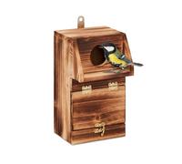 Relaxdays Nichoir d’extérieur pour Oiseaux, Nettoyage Facile grâce à la Partie Avant inclinable, Bois, Suspendre, Nature, 24,5 x 14 x 14 cm