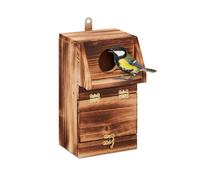 Relaxdays Nichoir d’extérieur pour Oiseaux, Nettoyage Facile grâce à la Partie Avant inclinable, Bois, Suspendre, Nature, 24,5 x 14 x 14 cm