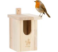 relaxdays Nichoir en bois naturel pour oiseaux semi-cavernicoles