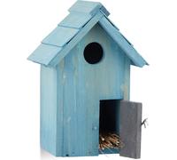 Relaxdays Nichoir à oiseaux en bois forme de petite maison avec porte abri refuge HxlxP: 24,3 x 17 x 12 cm - 4052025970888