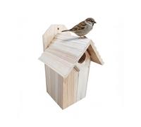 Relaxdays Nichoir pour mésanges et moineaux, paroi ouvrante, Bois Non traité, 25x15.5x15 cm, Naturel