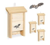 Relaxdays Nichoirs à Chauves-Souris en Bois Non traité, Refuge 25x18x6 cm, Nature