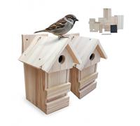 Relaxdays nichoirs Lot de 2 DIY, Bois Non traité, Dimensions 25x16x16 cm, Trou d'envol Ø2,8 cm