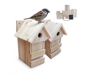 Relaxdays nichoirs Lot de 2 DIY, Bois Non traité, Dimensions 25x16x16 cm, Trou d'envol Ø2,8 cm
