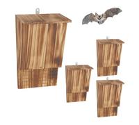 Relaxdays Boîtes chauves-souris brûlées, lot de 4