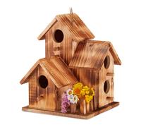 Relaxdays Nid D?Oiseau Décoratif Mini Niche À Oiseau Petite Maison D?Oiseau Paille Balcon Marron