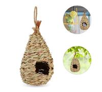 Relaxdays Nid D?Oiseau Décoratif Mini Niche À Oiseau Petite Maison D?Oiseau Paille Balcon Marron
