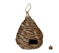 Relaxdays Nid d’Oiseaux, nichoir décoratif, Suspendu, Fibres de Coco tressés, Jardin, Balcon et Autres Designs, Nature