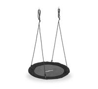 Relaxdays Balançoire nid d'oiseau, pour Enfants et Adultes, diamètre : 110 cm, Charge maximale : 100 kg, Ronde, Noire