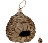 Relaxdays Nid d’Oiseaux, nichoir décoratif, Suspendu, Fibres de Coco tressés, Jardin, Balcon et Autres Designs, Nature