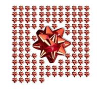 Relaxdays Noeud d’emballage cadeau ruban décoratif set de 100 noël, rouge | Fête anniversaire Ø 5 cm