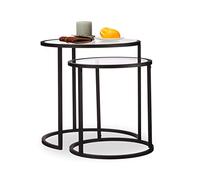 Table basse d'appoint gigogne lot de 2 - RELAXDAYS - Noir - Verre - HxLxP : 50,5 x 50 x 50cm