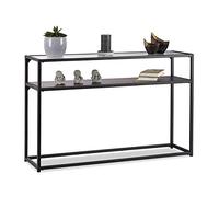 Relaxdays, Noir Console Verre, Dessus de Table transparent, Structure Métal, Dépôt à 4 pieds, HLP 70,5x110x30 cm, 5 x 110 x 30 cm