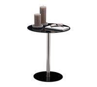 Relaxdays, noir d’appoint ronde en Verre et Inox, Table Bout de canapé décoratif HLP 53 x 43 x 43 cm