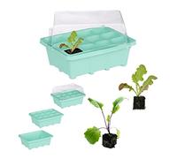 relaxdays, noir Mini semis bouturage kit bouture serre graines bac semences 12 cellules terrine 18,5 x 14,5 cm