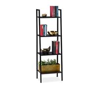 Relaxdays, Noir pieds, Etagère en échelle 4 espaces rangement, Plantes, HLP: 136 x 44 x 31,5cm, fer, 5 cm