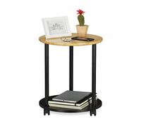 Relaxdays, noir Table d’appoint ronde, avec roues,mobile, design moderne, en, journaux dans le salon,Hxd:49x40cm, plastique, Medium