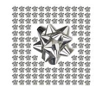 Relaxdays Nœuds Cadeaux en Lot de 200, Autocollants, Ruban d'emballage pour Cadeau, Anniversaire, Noël, argentés