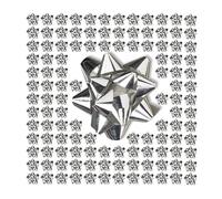 Relaxdays Nœuds Cadeaux en Lot de 200, Autocollants, Ruban d'emballage pour Cadeau, Anniversaire, Noël, argentés